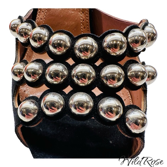 Alaia Black Suede Studded Ankle Strap Sandals Heels Size 36 - Picture 11 of 16